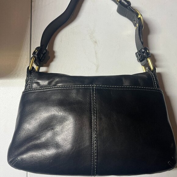 2007 Coach Bleecker Black Leather Shoulder Bag Purse Brass Hardware - Picture 2 of 10